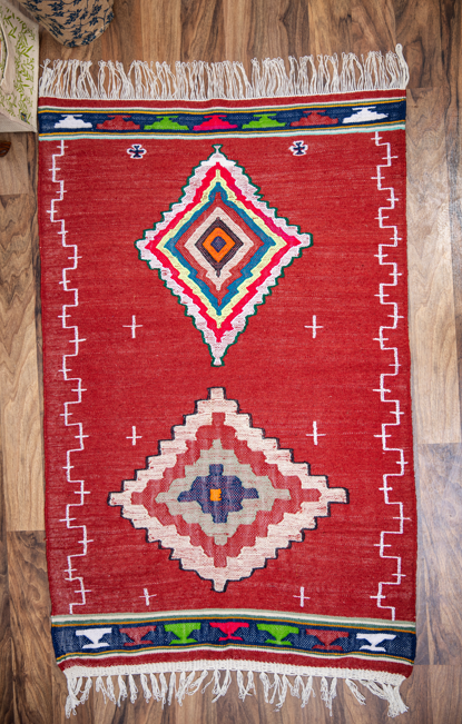 Red & Blue Hand Made Rug